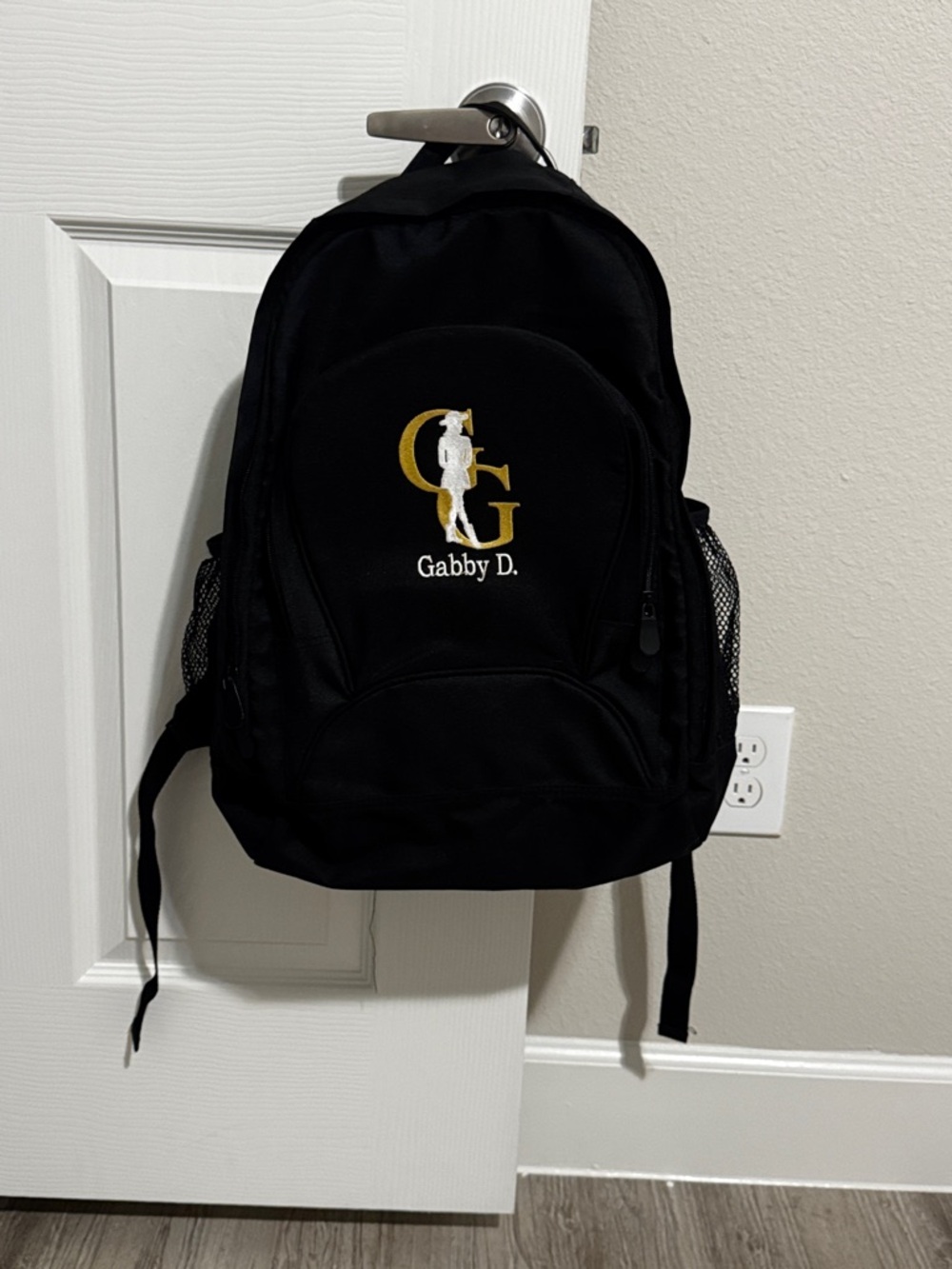 Gabby D. Black Embroidered Backpack for Women